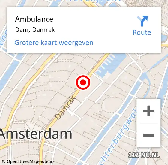 Locatie op kaart van de 112 melding: Ambulance Dam, Damrak op 25 juni 2014 15:55