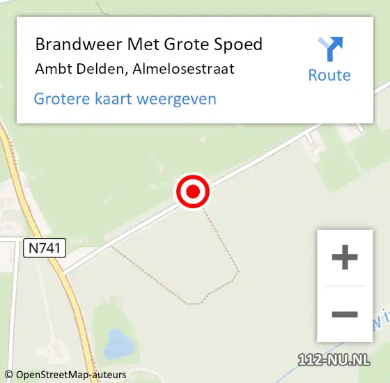 Locatie op kaart van de 112 melding: Brandweer Met Grote Spoed Naar Ambt Delden, Almelosestraat op 10 oktober 2021 09:31