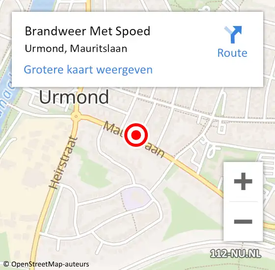Locatie op kaart van de 112 melding: Brandweer Met Spoed Naar Urmond, Mauritslaan op 10 oktober 2021 09:46