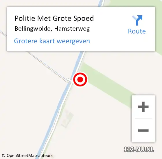 Locatie op kaart van de 112 melding: Politie Met Grote Spoed Naar Bellingwolde, Hamsterweg op 10 oktober 2021 09:52