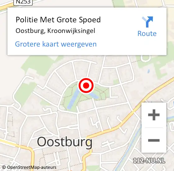 Locatie op kaart van de 112 melding: Politie Met Grote Spoed Naar Oostburg, Kroonwijksingel op 10 oktober 2021 10:02