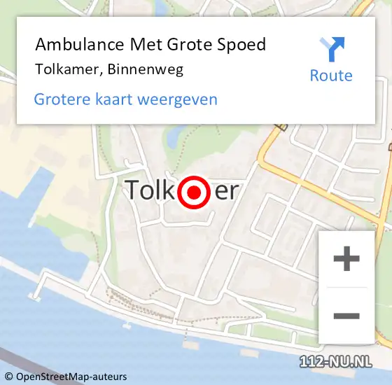 Locatie op kaart van de 112 melding: Ambulance Met Grote Spoed Naar Tolkamer, Binnenweg op 10 oktober 2021 10:09