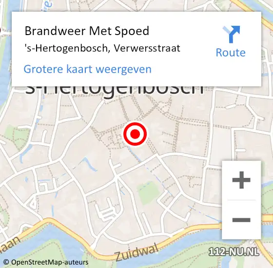 Locatie op kaart van de 112 melding: Brandweer Met Spoed Naar 's-Hertogenbosch, Verwersstraat op 10 oktober 2021 10:41