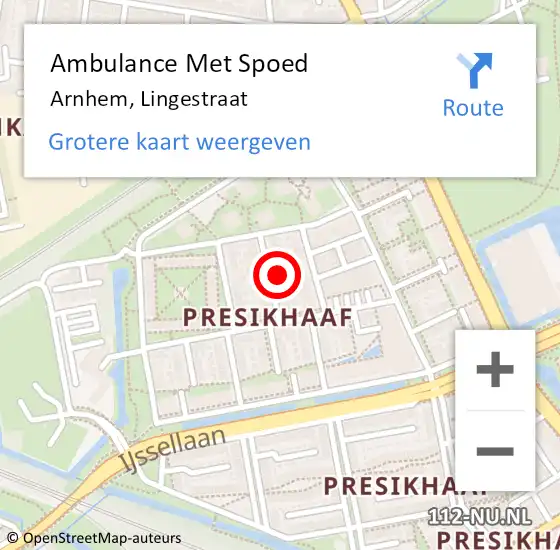 Locatie op kaart van de 112 melding: Ambulance Met Spoed Naar Arnhem, Lingestraat op 10 oktober 2021 10:55
