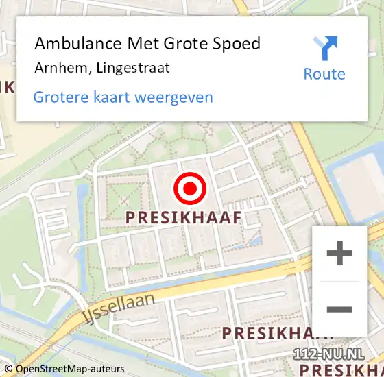 Locatie op kaart van de 112 melding: Ambulance Met Grote Spoed Naar Arnhem, Lingestraat op 10 oktober 2021 11:03