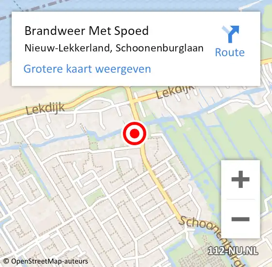 Locatie op kaart van de 112 melding: Brandweer Met Spoed Naar Nieuw-Lekkerland, Schoonenburglaan op 25 juni 2014 16:02