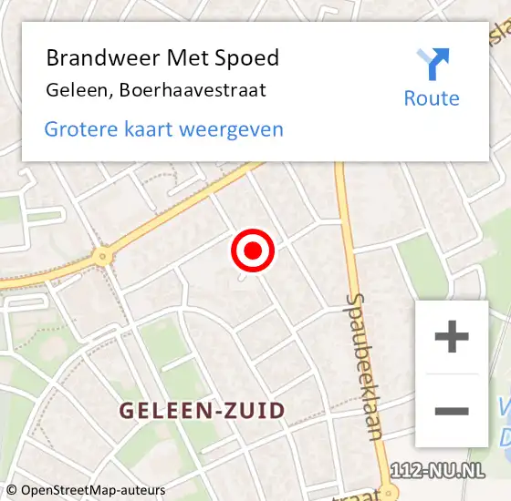 Locatie op kaart van de 112 melding: Brandweer Met Spoed Naar Geleen, Boerhaavestraat op 10 oktober 2021 11:22