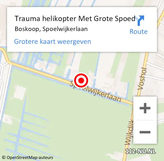 Locatie op kaart van de 112 melding: Trauma helikopter Met Grote Spoed Naar Boskoop, Spoelwijkerlaan op 10 oktober 2021 11:28