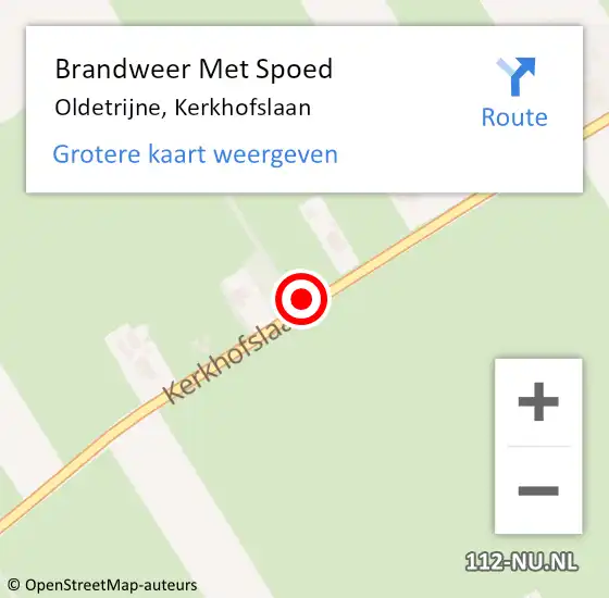 Locatie op kaart van de 112 melding: Brandweer Met Spoed Naar Oldetrijne, Kerkhofslaan op 10 oktober 2021 11:35