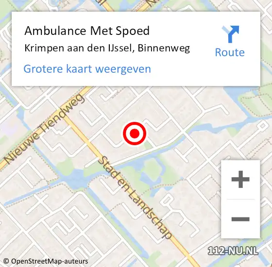 Locatie op kaart van de 112 melding: Ambulance Met Spoed Naar Krimpen aan den IJssel, Binnenweg op 10 oktober 2021 11:43