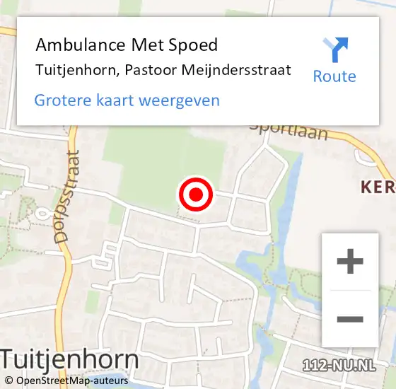 Locatie op kaart van de 112 melding: Ambulance Met Spoed Naar Tuitjenhorn, Pastoor Meijndersstraat op 10 oktober 2021 11:50