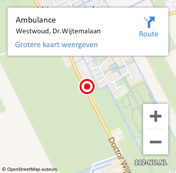 Locatie op kaart van de 112 melding: Ambulance Westwoud, Dr.Wijtemalaan op 10 oktober 2021 11:53