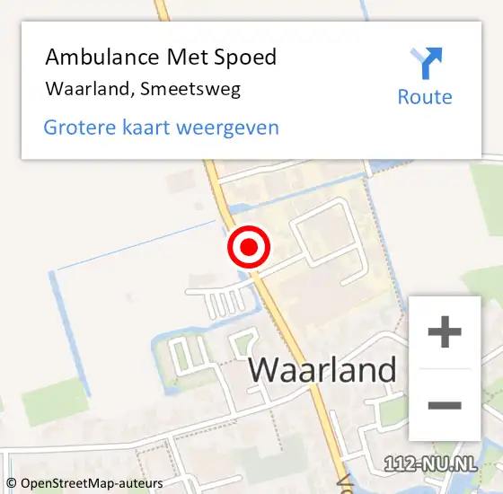 Locatie op kaart van de 112 melding: Ambulance Met Spoed Naar Waarland, Smeetsweg op 10 oktober 2021 12:04