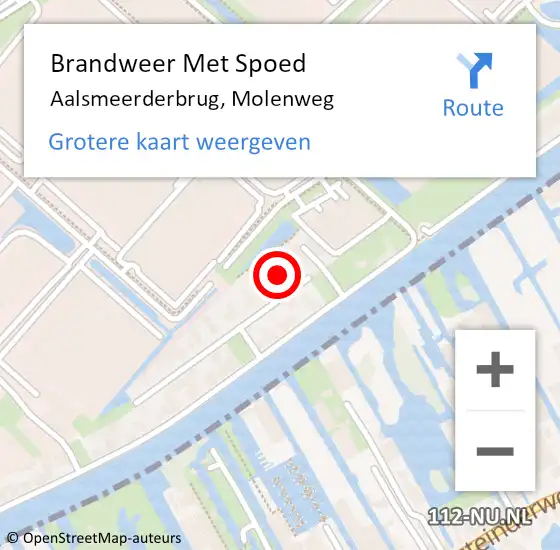 Locatie op kaart van de 112 melding: Brandweer Met Spoed Naar Aalsmeerderbrug, Molenweg op 10 oktober 2021 12:28