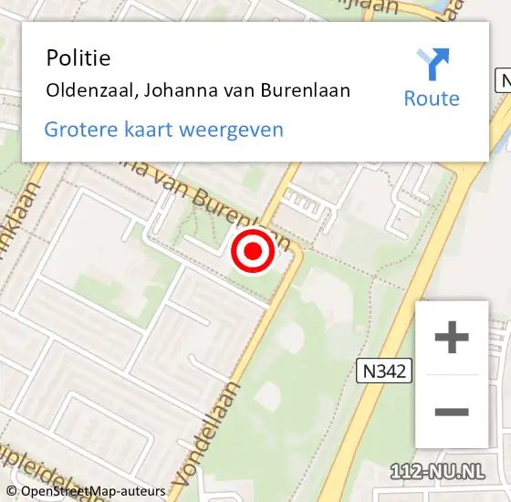 Locatie op kaart van de 112 melding: Politie Oldenzaal, Johanna van Burenlaan op 10 oktober 2021 13:48