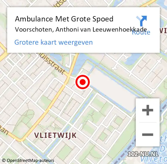 Locatie op kaart van de 112 melding: Ambulance Met Grote Spoed Naar Voorschoten, Anthoni van Leeuwenhoekkade op 10 oktober 2021 13:50