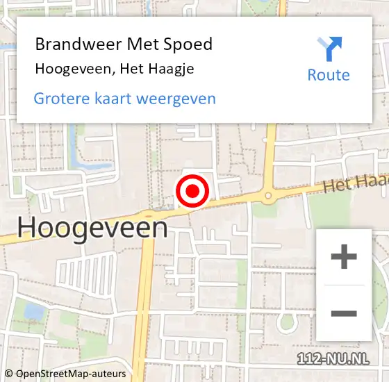 Locatie op kaart van de 112 melding: Brandweer Met Spoed Naar Hoogeveen, Het Haagje op 10 oktober 2021 13:53