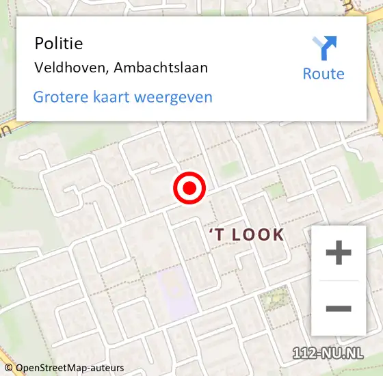 Locatie op kaart van de 112 melding: Politie Veldhoven, Ambachtslaan op 10 oktober 2021 14:07