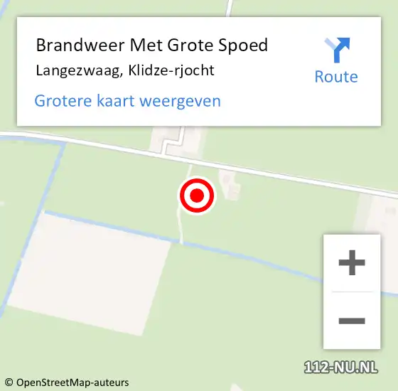 Locatie op kaart van de 112 melding: Brandweer Met Grote Spoed Naar Langezwaag, Klidze-rjocht op 10 oktober 2021 14:15