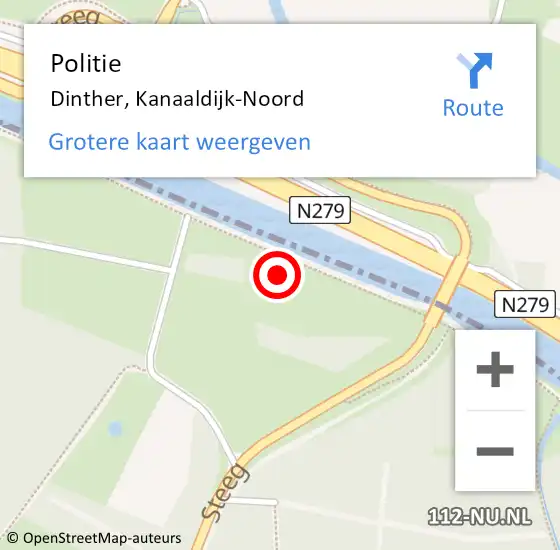 Locatie op kaart van de 112 melding: Politie Dinther, Kanaaldijk-Noord op 10 oktober 2021 14:17