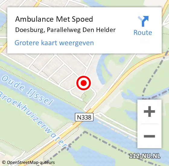 Locatie op kaart van de 112 melding: Ambulance Met Spoed Naar Doesburg, Parallelweg Den Helder op 10 oktober 2021 14:54