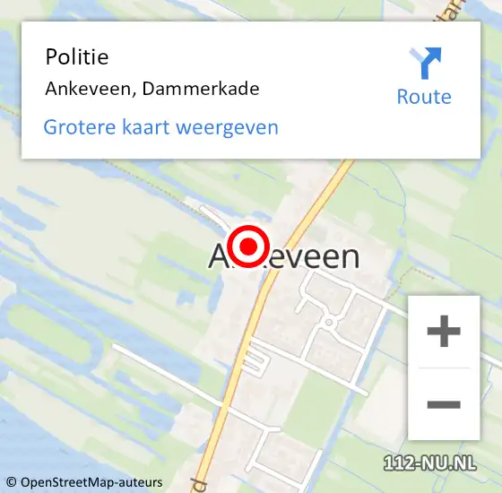 Locatie op kaart van de 112 melding: Politie Ankeveen, Dammerkade op 10 oktober 2021 14:59