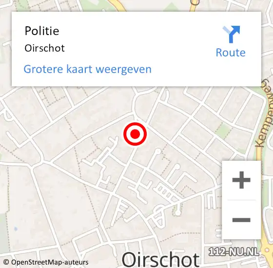 Locatie op kaart van de 112 melding: Politie Oirschot op 10 oktober 2021 15:18