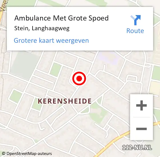 Locatie op kaart van de 112 melding: Ambulance Met Grote Spoed Naar Stein, Langhaagweg op 25 juni 2014 16:21