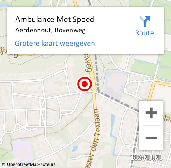 Locatie op kaart van de 112 melding: Ambulance Met Spoed Naar Aerdenhout, Bovenweg op 10 oktober 2021 16:17