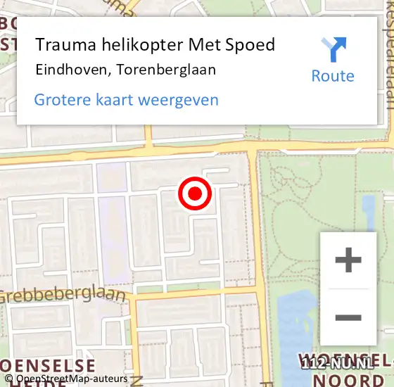 Locatie op kaart van de 112 melding: Trauma helikopter Met Spoed Naar Eindhoven, Torenberglaan op 10 oktober 2021 16:24