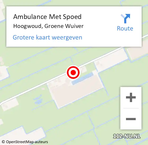 Locatie op kaart van de 112 melding: Ambulance Met Spoed Naar Hoogwoud, Groene Wuiver op 10 oktober 2021 16:25