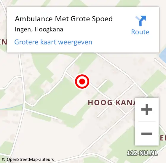 Locatie op kaart van de 112 melding: Ambulance Met Grote Spoed Naar Ingen, Hoogkana op 10 oktober 2021 16:32