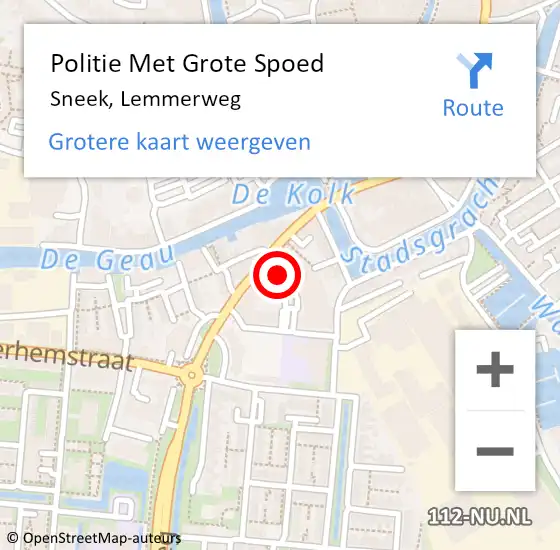 Locatie op kaart van de 112 melding: Politie Met Grote Spoed Naar Sneek, Lemmerweg op 10 oktober 2021 16:32