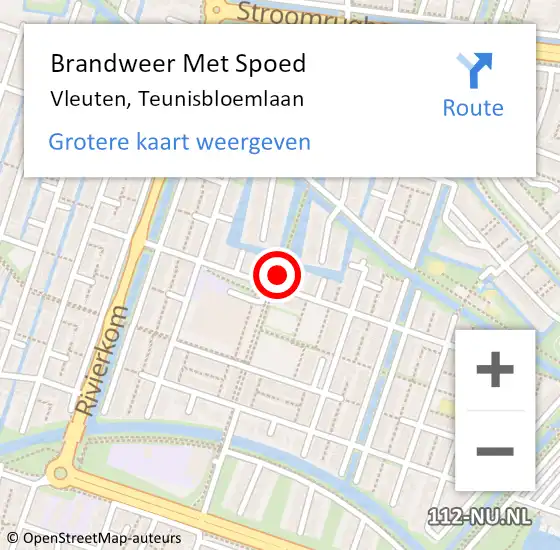 Locatie op kaart van de 112 melding: Brandweer Met Spoed Naar Vleuten, Teunisbloemlaan op 10 oktober 2021 16:38