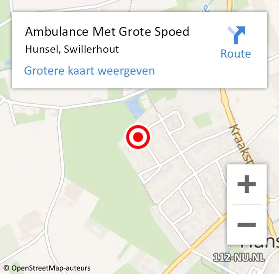 Locatie op kaart van de 112 melding: Ambulance Met Grote Spoed Naar Hunsel, Swillerhout op 10 oktober 2021 16:47