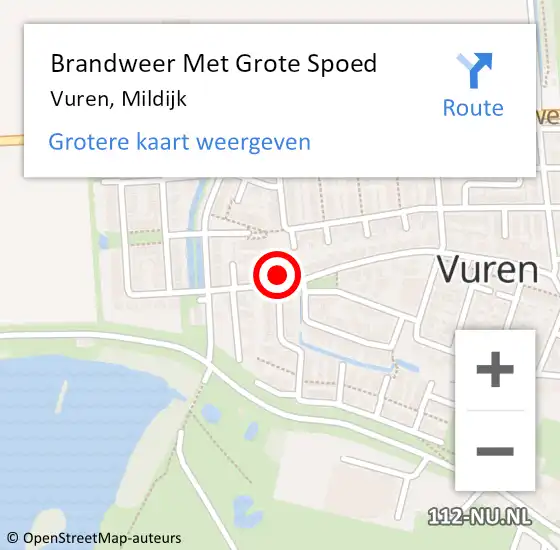 Locatie op kaart van de 112 melding: Brandweer Met Grote Spoed Naar Vuren, Mildijk op 10 oktober 2021 17:18