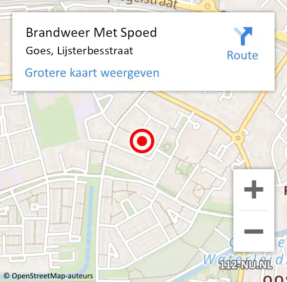 Locatie op kaart van de 112 melding: Brandweer Met Spoed Naar Goes, Lijsterbesstraat op 10 oktober 2021 17:28