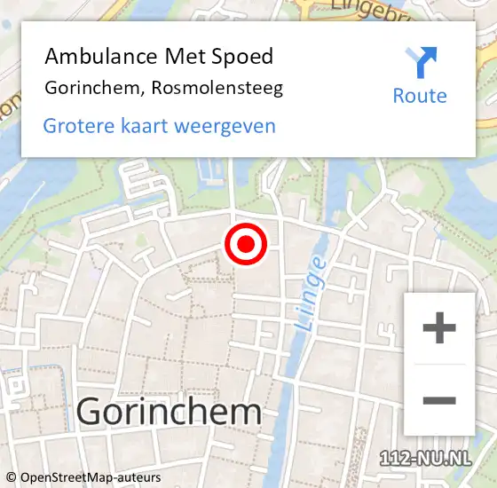 Locatie op kaart van de 112 melding: Ambulance Met Spoed Naar Gorinchem, Rosmolensteeg op 10 oktober 2021 17:40