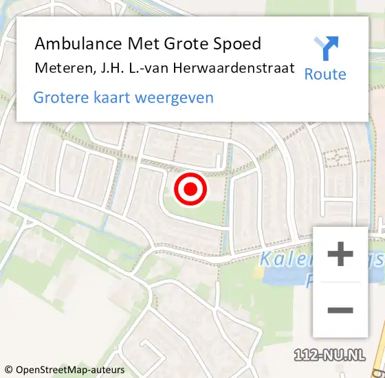 Locatie op kaart van de 112 melding: Ambulance Met Grote Spoed Naar Meteren, J.H. L.-van Herwaardenstraat op 10 oktober 2021 17:52