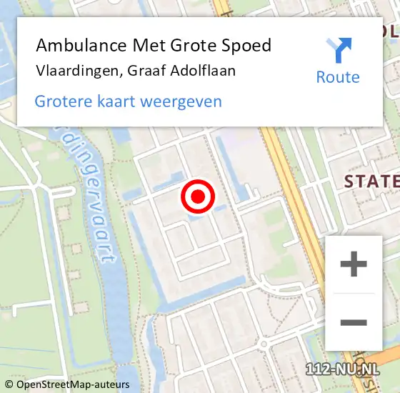 Locatie op kaart van de 112 melding: Ambulance Met Grote Spoed Naar Vlaardingen, Graaf Adolflaan op 10 oktober 2021 18:14