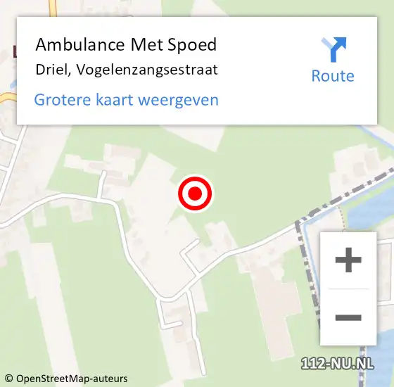 Locatie op kaart van de 112 melding: Ambulance Met Spoed Naar Driel, Vogelenzangsestraat op 10 oktober 2021 18:53