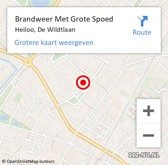 Locatie op kaart van de 112 melding: Brandweer Met Grote Spoed Naar Heiloo, De Wildtlaan op 10 oktober 2021 19:06