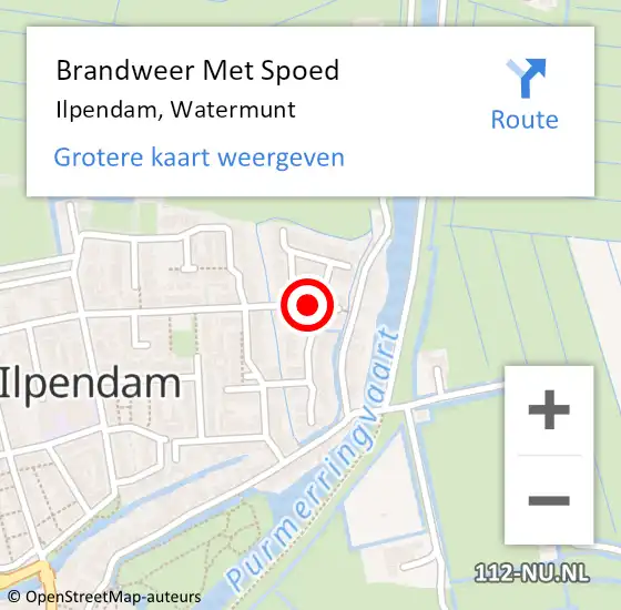 Locatie op kaart van de 112 melding: Brandweer Met Spoed Naar Ilpendam, Watermunt op 10 oktober 2021 19:32