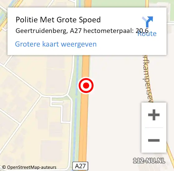 Locatie op kaart van de 112 melding: Politie Met Grote Spoed Naar Geertruidenberg, A27 hectometerpaal: 20,6 op 10 oktober 2021 19:32