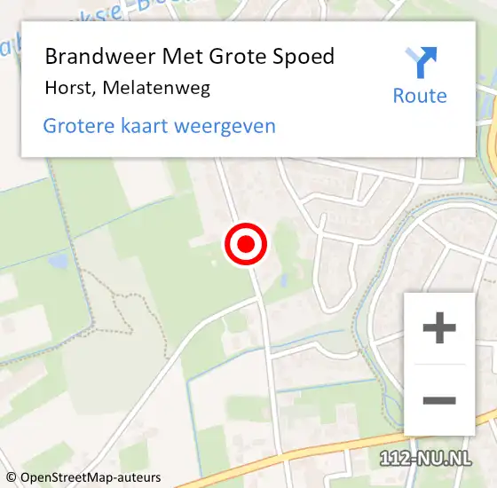 Locatie op kaart van de 112 melding: Brandweer Met Grote Spoed Naar Horst, Melatenweg op 10 oktober 2021 19:56