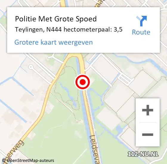 Locatie op kaart van de 112 melding: Politie Met Grote Spoed Naar Teylingen, N444 hectometerpaal: 3,5 op 10 oktober 2021 19:57