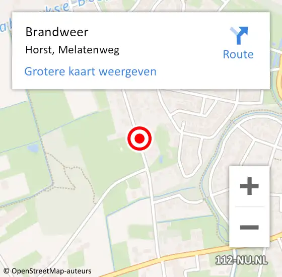 Locatie op kaart van de 112 melding: Brandweer Horst, Melatenweg op 10 oktober 2021 19:58