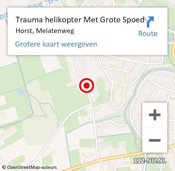 Locatie op kaart van de 112 melding: Trauma helikopter Met Grote Spoed Naar Horst, Melatenweg op 10 oktober 2021 19:58