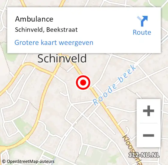 Locatie op kaart van de 112 melding: Ambulance Schinveld, Beekstraat op 25 juni 2014 16:46