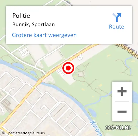 Locatie op kaart van de 112 melding: Politie Bunnik, Sportlaan op 25 juni 2014 16:47